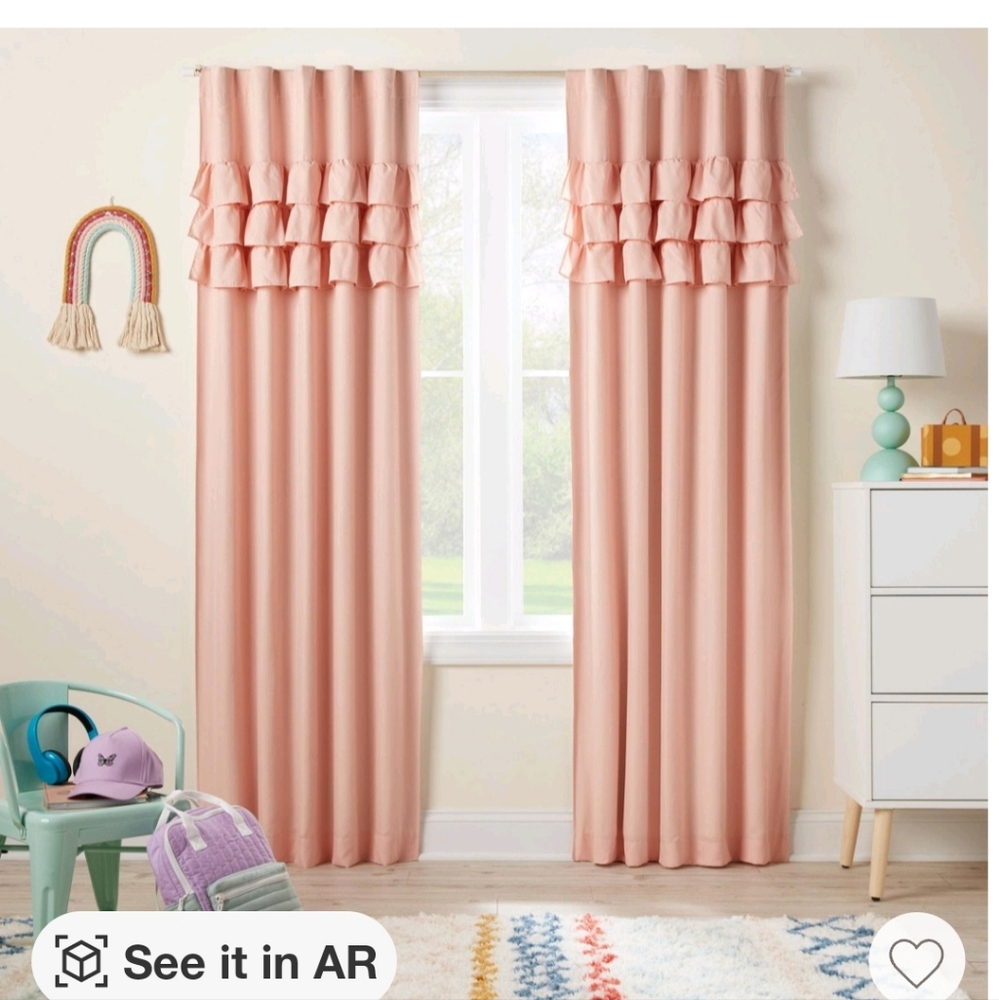 Two Pillowfort 42 x 84 ruffle blackout panel pink